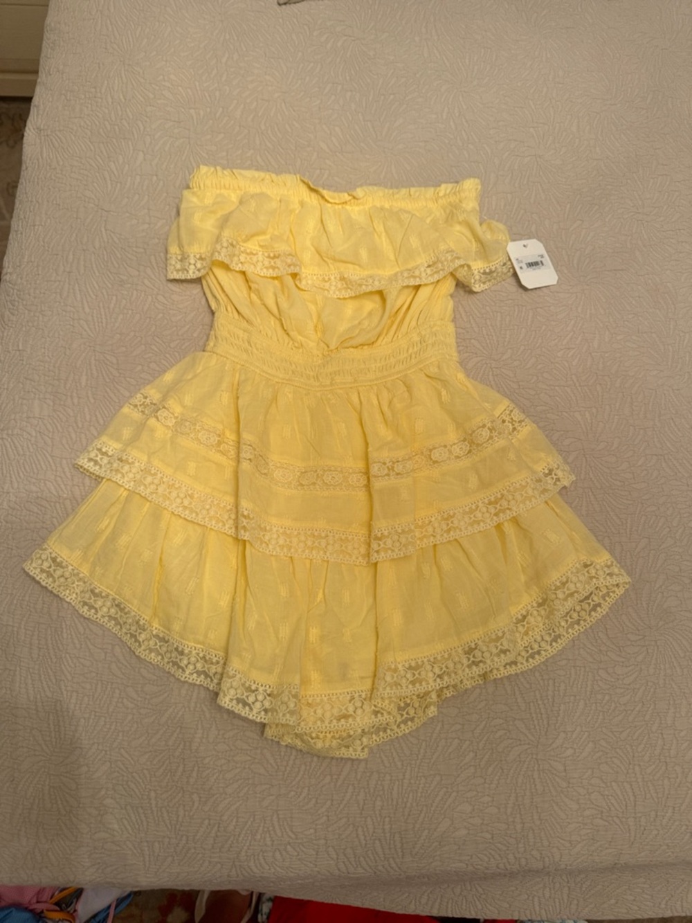 NWT Altar’d state Yellow Off-Shoulder Tiered romper size XXS or 0